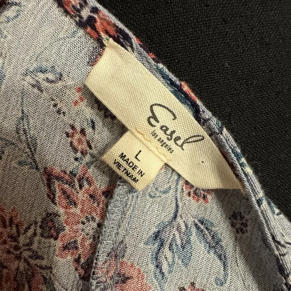 Easel Dress Large Womens Tiered Crinkle Maxi Cottagecore Boho Lavendar Grayish - Picture 6 of 11